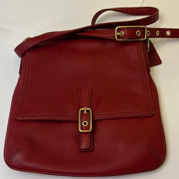 Vintage Coach Legacy Flap Leather Crossbody 9592 Red - Picture 1 of 10